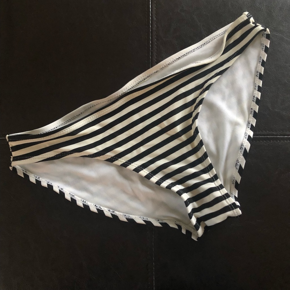Black and White Striped Bikini Bottoms